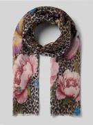 Oui Schal mit floralem Allover-Print in Rosa, Größe 1