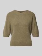 Oui Strickpullover mit 1/2-Arm in Khaki, Größe 34