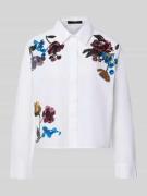 Oui Boxy Fit Bluse mit Pailletten in Weiss, Größe 38