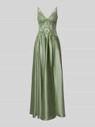 Luxuar Regular Fit Abendkleid mit floralem Stitching in Lind, Größe 32