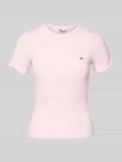 Tommy Jeans Slim Fit T-Shirt aus Baumwoll-Mix in Rosa, Größe L