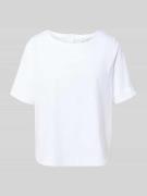 Milano Italy Blusenshirt mit Rundhalsausschnitt in Weiss, Größe 36