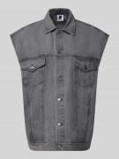 Karo Kauer Jeansweste mit Brusttaschen in Dunkelgrau, Größe M/L