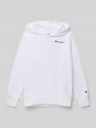 CHAMPION Hoodie mit Label-Stitchings und Känguru-Tasche in Weiss, Größ...