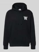 Wood Wood Hoodie mit Logo-Print und Känguru-Tasche in Black, Größe L