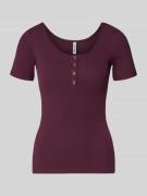 Pieces Slim Fit T-Shirt aus Bio-Baumwoll-Mix Modell 'KITTE' in Dunkelr...