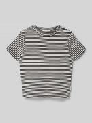 Garcia T-Shirt in Ripp-Optik mit Rundhalsausschnitt in Black, Größe 14...