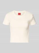 HUGO Slim Fit T-Shirt aus Baumwoll-Mix Modell 'DELANOR' in Offwhite, G...