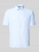 Jake*s Slim Fit Freizeithemd aus Leinen-Mix in Hellblau, Größe L