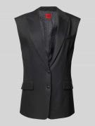 HUGO Leinenweste mit Reverskragen Modell 'Amise' in Black, Größe 38