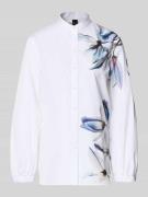 Marc Cain Bluse mit Mao-Kragen und Knopfleiste in Weiss, Größe 34