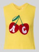 ANOTHER COTTON LAB Regular Fit Weste mit Logo-Stitching in GELB, Größe...