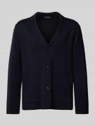 MAERZ Muenchen Strickjacke mit Reverskragen in Marine, Größe 50