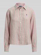 Polo Ralph Lauren Boxy Fit Hemdbluse aus reinem Leinen in Fuchsia, Grö...