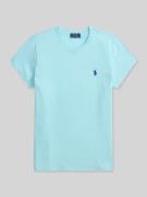 Polo Ralph Lauren T-Shirt mit Label-Stitching in Eisblau, Größe L