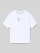 KARL KANI Regular Fit T-Shirt mit Logo-Stitching in Weiss, Größe 134