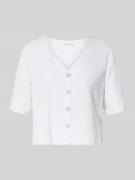 Apricot Hemdbluse aus Viskose-Mix mit Leinen-Anteil in Offwhite, Größe...