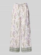 Christian Berg Woman Wide Leg Leinenhose mit Lavendelprint in Offwhite...