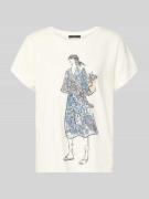 Oui T-Shirt mit Motiv-Print in Weiss, Größe 36