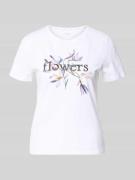 Marc Cain T-Shirt mit Strasssteinbesatz in Weiss, Größe 34