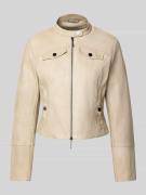 Amber & June Slim Fit Jacke in Leder-Optik in Beige, Größe 34