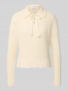 Jake*s Casual Strickpullover mit Umlegekragen in Beige, Größe L