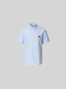 Kenzo Slim Fit Freizeithemd mit Logo-Stitching in Hellblau, Größe L