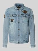 PME Legend Jeansjacke mit Label-Patches und Brusttaschen in Jeansblau,...