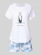 LOUIS & LOUISA Regular Fit Pyjama mit Schleifen-Detail in Weiss, Größe...