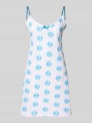 LOUIS & LOUISA Knielanges Nachthemd mit Spaghettiträgern in Blau, Größ...