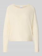 comma Strickpullover aus Viskose-Mix mit Rundhalsausschnitt in Offwhit...