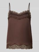 Jake*s Collection Regular Fit Blusentop mit Spitzenbesatz in Dunkelbra...