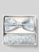 Prince Bowtie Fliege und Einstecktuch im Set aus reiner Seide in Gruen...
