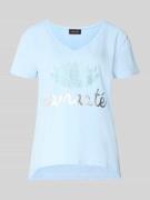 miss goodlife T-Shirt mit Ziersteinbesatz Modell 'Namaste' in Hellblau...