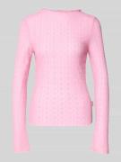 OH APRIL Longsleeve mit Wellensaum in Hellrosa, Größe XS