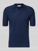GRAN SASSO Slim Fit Poloshirt mit V-Ausschnitt in Marine, Größe 50
