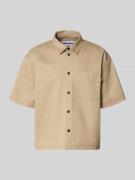 REVIEW Relaxed Fit Freizeithemd mit Brusttasche in Taupe, Größe L
