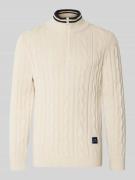 PAUL SMITH Strickpullover mit Stehkragen und Reißverschluss in Offwhit...