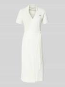 Lacoste Slim Fit Wickelkleid aus aus Baumwoll-Mix in Offwhite, Größe 3...