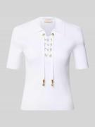MICHAEL Michael Kors Strickshirt mit Schnürung und Umlegekragen in Wei...