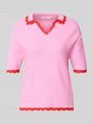 Christian Berg Woman Strickshirt mit Polokragen und V-Ausschnitt in Ro...
