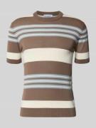 Manuel Ritz Strickshirt mit Rundhalsausschnitt in Taupe, Größe L