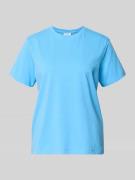 Vila T-Shirt mit geripptem Rundhalsausschnitt Modell 'NORA' in Blau, G...