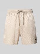 BOSS Badeshorts mit Label Stitching Modell 'ICONIC' in Sand, Größe M