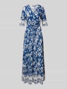 B.Young Maxikleid mit V-Ausschnitt Modell 'JASMINA' in Marine, Größe S...