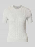 REVIEW Kurzarmpullover mit Zopfmuster und Rundhalsausschnitt in Hellgr...