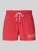 BOSS Regular Fit Badeshorts mit Label Print Modell 'MOONEYE' in Rot, G...