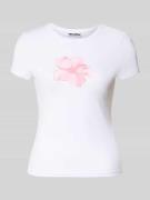 REVIEW Schmal geschnittenes T-Shirt aus Baumwollmix mit Blumen-Print i...