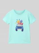 Blue Seven Regular Fit T-Shirt mit Motiv-Print in Tuerkis, Größe 116