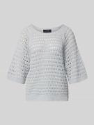 Marc Cain Strickpullover mit 1/2-Arm in Silber, Größe 34